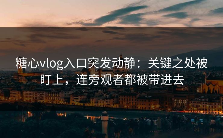 糖心vlog入口突发动静：关键之处被盯上，连旁观者都被带进去