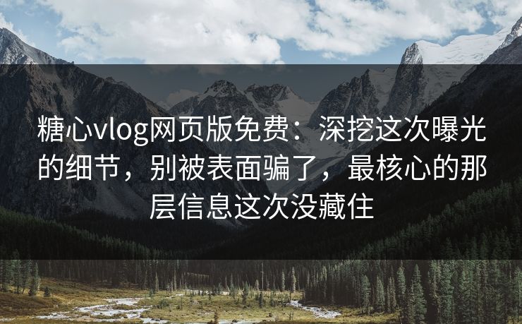 糖心vlog网页版免费：深挖这次曝光的细节，别被表面骗了，最核心的那层信息这次没藏住