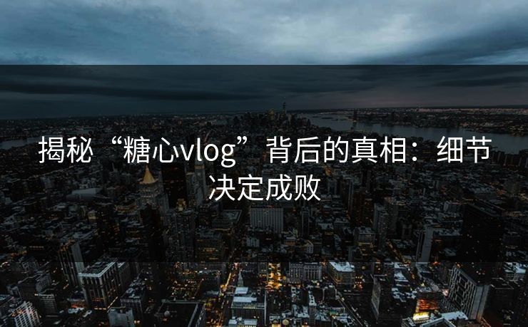 揭秘“糖心vlog”背后的真相：细节决定成败