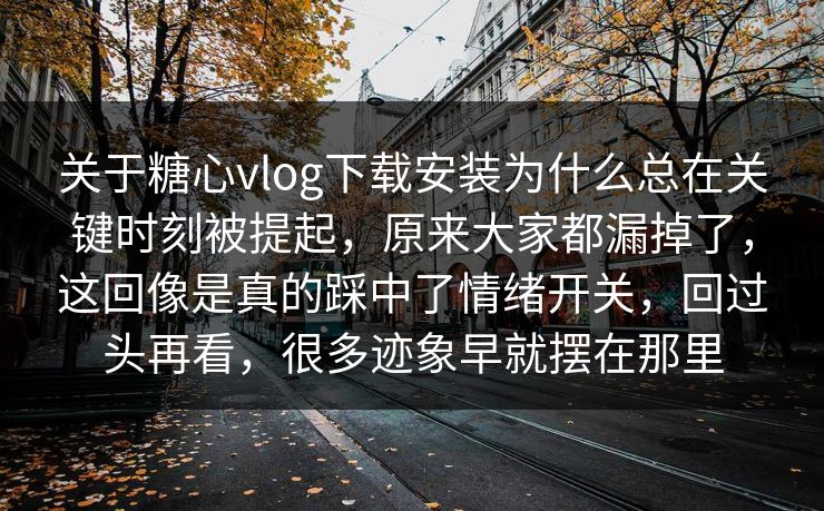 关于糖心vlog下载安装为什么总在关键时刻被提起，原来大家都漏掉了，这回像是真的踩中了情绪开关，回过头再看，很多迹象早就摆在那里