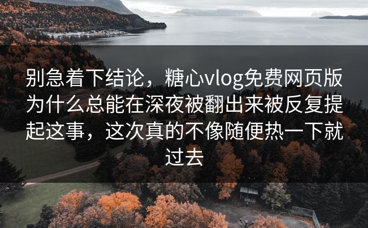 别急着下结论，糖心vlog免费网页版为什么总能在深夜被翻出来被反复提起这事，这次真的不像随便热一下就过去