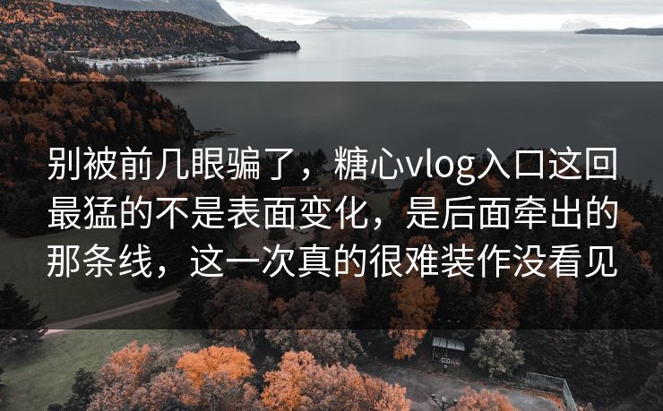 别被前几眼骗了，糖心vlog入口这回最猛的不是表面变化，是后面牵出的那条线，这一次真的很难装作没看见