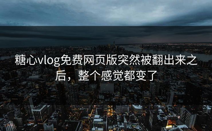 糖心vlog免费网页版突然被翻出来之后，整个感觉都变了