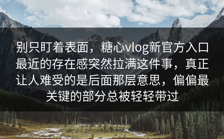 别只盯着表面，糖心vlog新官方入口最近的存在感突然拉满这件事，真正让人难受的是后面那层意思，偏偏最关键的部分总被轻轻带过