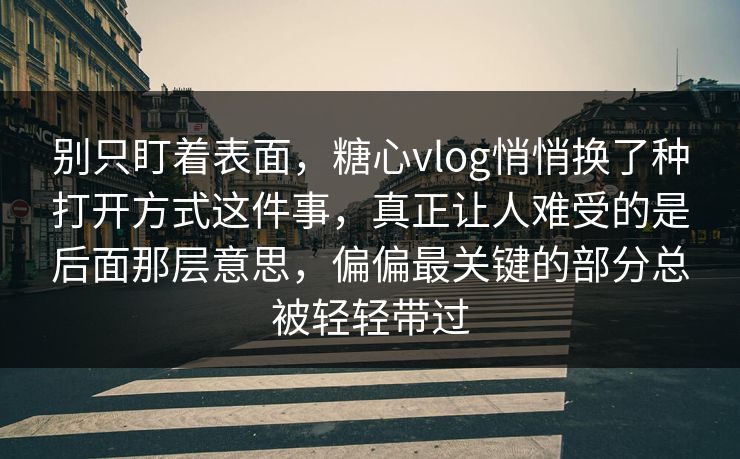 别只盯着表面，糖心vlog悄悄换了种打开方式这件事，真正让人难受的是后面那层意思，偏偏最关键的部分总被轻轻带过