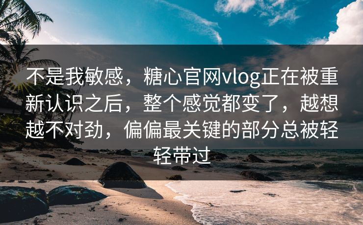 不是我敏感，糖心官网vlog正在被重新认识之后，整个感觉都变了，越想越不对劲，偏偏最关键的部分总被轻轻带过
