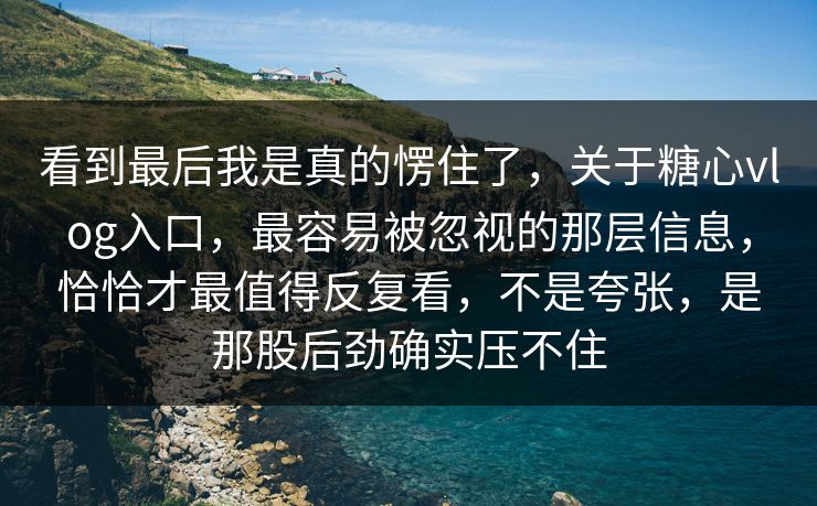 看到最后我是真的愣住了，关于糖心vlog入口，最容易被忽视的那层信息，恰恰才最值得反复看，不是夸张，是那股后劲确实压不住