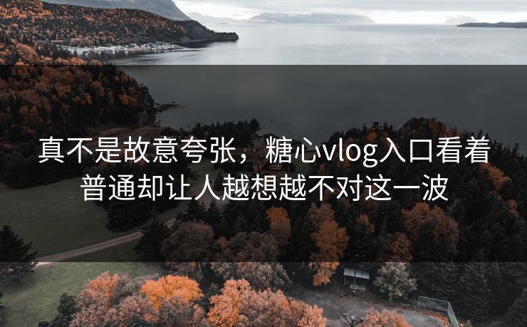 真不是故意夸张,糖心vlog入口看着普通却让人越想越不对这一波 真不是故意夸张,糖心vlog入口看着普通却让人越想越不对这一波